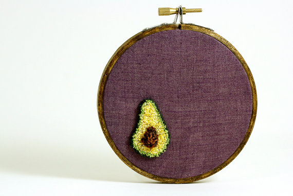 Valentine's Day Avocado Love Embrodiery Hoop Wall Art